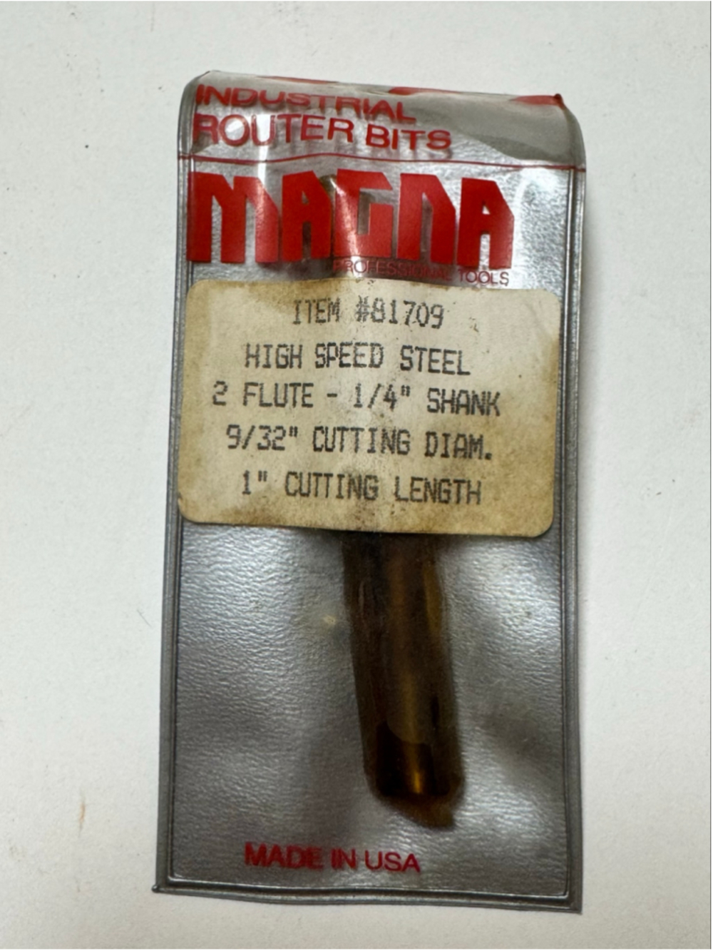 Magna Industrial Router Bit 9/32" Cutting Diameter 1/4" Shank HSS High Speed